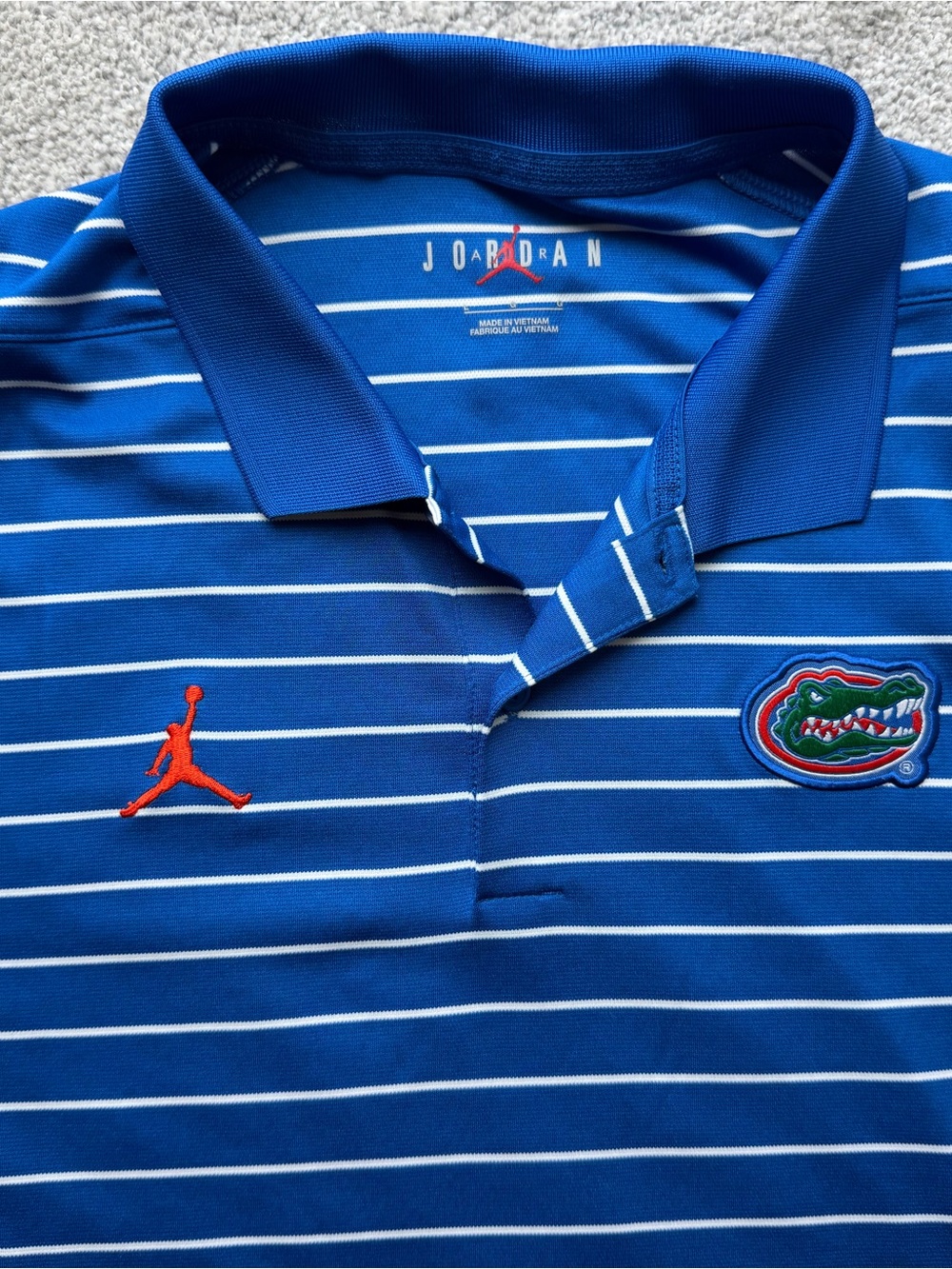 Jordan Dri-FIT Florida Gators Polo Shirt Men's Large Blue Striped Golf NCAA - Picture 2 of 8